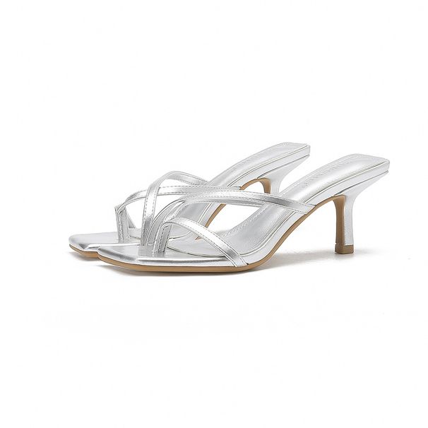 SX-V8 Open Flip-Flops Women Square Toe Thin Casual Sandals Lazy High Heel Slippers For Outdoor Wear_vogvips.com