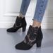 Plus Size 2023 Summer Breathable Mesh Gold Thread Sequin Round Bare Peep Toe Hollow Short Boots Women's Shoes_vogvips.com