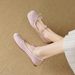 Flat Single Shoes Women's Shallow Mouth Word With Mary Jane Shoes Cute Bow Ballet Shoes_vogvips.com