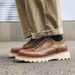ShoeVault Brown Leather Thick Sole Height Increasing Retro British Style Casual Derby Shoes Low-top Martin Boots For Men_vogvips.com