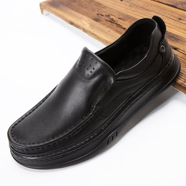 New leather cover foot casual men's shoes thick comfortable line leather shoes_vogvips.com
