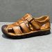 Men's High-End Genuine Leather Breathable Summer New Closed-Toe Clogs With Soft Rubber Sole, Wear-Resistant And Non-Slip_vogvips.com