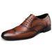 Euro Step Men's Brogue Formal Leather Large Size Business Casual Pointed Toe Single Wedding Oxford Shoes_vogvips.com