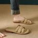 Popular Foreign Trade Women's Summer Slippers, Korean Style, Fashionable Square Toe, Low Heel, Open-toe , Women's Beach Shoes_vogvips.com