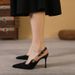 2024 Summer New Pointed Black Water Diamond Pin Emblem High Slender Heel Sexy Shallow Mouth Sandals Women's Shoes_vogvips.com