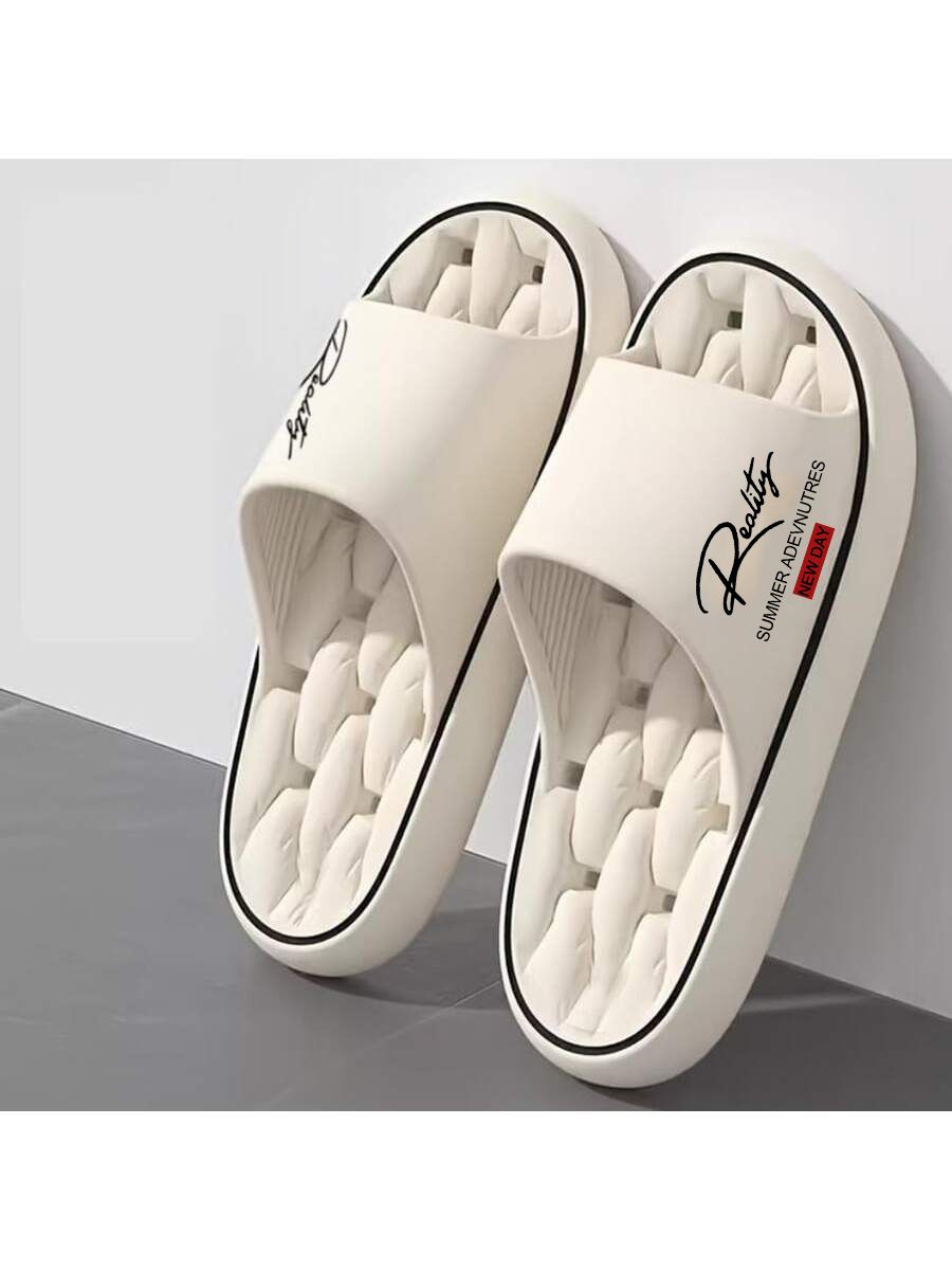 Unisex Ins-Style Reality Print With Thick Soles, Hollow Design, Quick-Drying, Suitable For Home And Bathroom, Versatile_vogvips.com