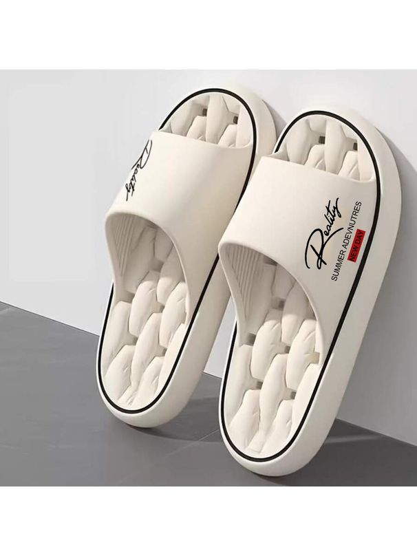 Unisex Ins-Style Reality Print With Thick Soles, Hollow Design, Quick-Drying, Suitable For Home And Bathroom, Versatile_vogvips.com