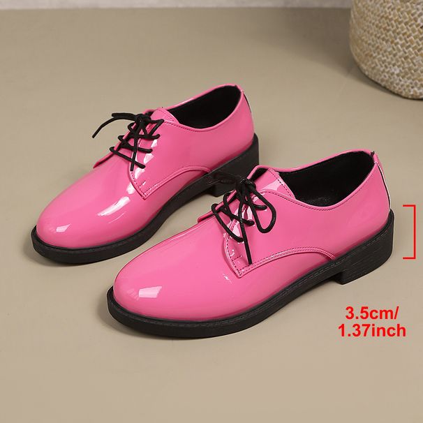 British Style Women's Lace-Up Loafers Plus Size Round Toe Dress Shoes Retro Style Spring Collection Size 43 Black Low Heel_vogvips.com