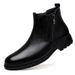 Men's Polished Retro Casual Men's Leather Boots Side Zipper Cotton Boots Breathable Martin Boots Low Heel Leather Boots Men's Shoes_vogvips.com