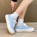 Little White Women's Summer Ice Silk Canvas Face Breathable Leisure Big Headed Lace Up Flat Bottom Sports Youth Student_vogvips.com