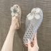 Cross-border High-end Diamond Flower Transparent Crystal Slippers For Women, Jelly Hollow Single Shoes, Women's Summer_vogvips.com