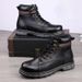 Martin Boots Men's High-top Style First-layer Tooling Boots Trendy Boots Black Leather Boots Men's Shoes_vogvips.com