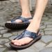 Summer Casual Beach Shoes, Anti Slip Korean Version, Trendy Leather Sandals, Flip Flops, Sandals For Men's Dual Use,_vogvips.com