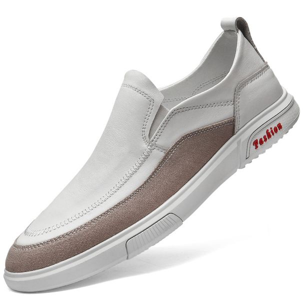 Men's Simple First-layer Cowhide Foot Cover Outdoor Cowhide Soft-soled Casual Board Shoes_vogvips.com