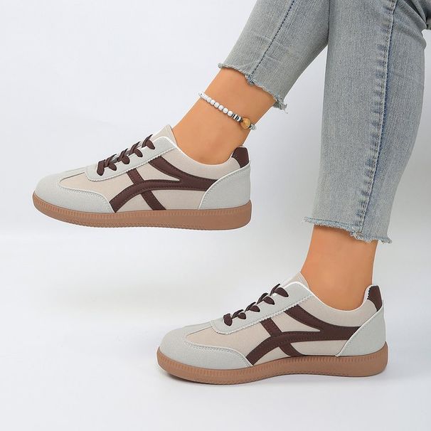 Large Size Women's Running Fashionable Retro Casual All-Match Flat Bottom Sports Sneakers Autumn Season White Shoes_vogvips.com