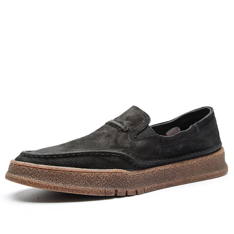 Straight Bean Leather, One Foot, Men's Lazy Shoes, Trendy And Fashionable Thick Soled Loafers_vogvips.com