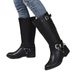 Women's Stylish Low-Heel Riding Boots - Classic Black PU Leather Knee-High Boots For Casual & Office Wear_vogvips.com
