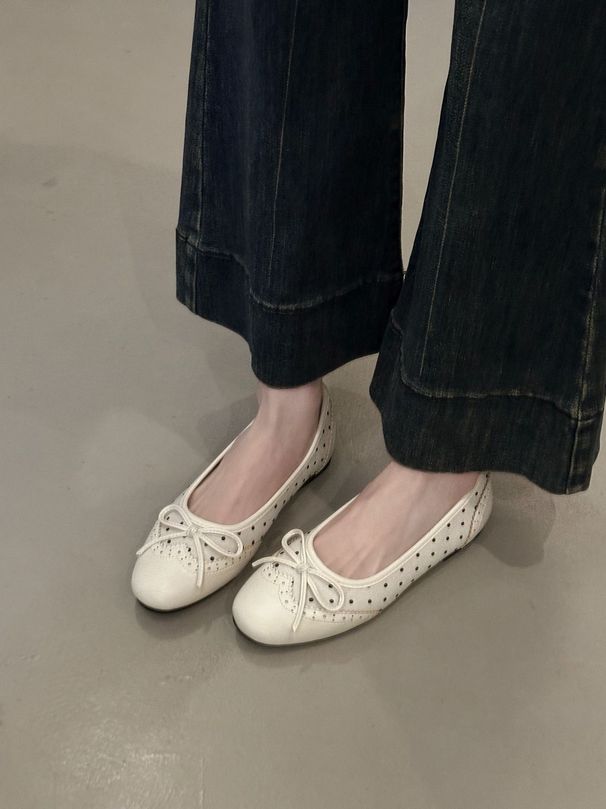 French-style Polka Dot Bow Mary Jane For Women, 2026 Summer New Model, Round Toe, Shallow Mouth, Soft Sole, Flat,_vogvips.com