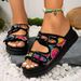 Women's Shoes Large Size Slippers For Women All Match Thick Bottom Double Buckle Solid Color Casual Sandals_vogvips.com