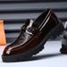 Euro Step Slip-On Large Size Business Formal Casual Leather Shoes Men's Comfortable Breathable Height Increasing Trendy Loafers_vogvips.com