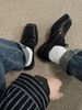 ShoeVault Men's Derby Trendy Square Toe Commuter Leather Shoes Women's British Style Casual Business Niche Suit Groomsmen Wedding_vogvips.com
