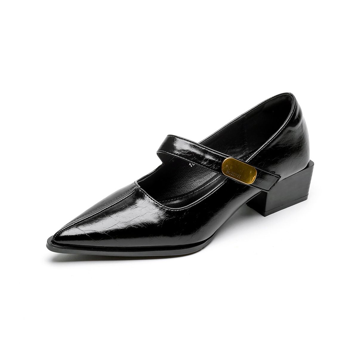 Pointed Single Shoes Women's Thick Heel With Shallow Mouth Mary Jane Shoes French Temperament High Heels_vogvips.com