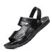 Genuine Leather 2025 Summer New Breathable Beach Soft Bottom Casual Slippers Men's Shoes_vogvips.com