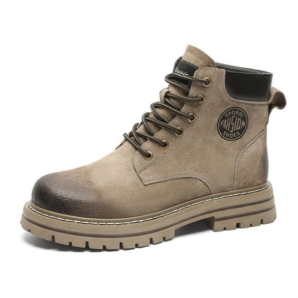 Men's Martin Boots Fleece High Top Retro Tooling Short Boots Outdoor Casual Mountaineering Boots_vogvips.com