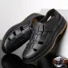 Men's Genuine Leather Sandals Breathable Summer Casual Soft Bottom Anti-Slip Hollow Out Design Comfortable Dad Shoes_vogvips.com