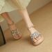 MTX Thick-Soled High-Heeled Sandal For Women Summer New National Style Color-Block Woven One-Strap Chunky Heel Women'_vogvips.com
