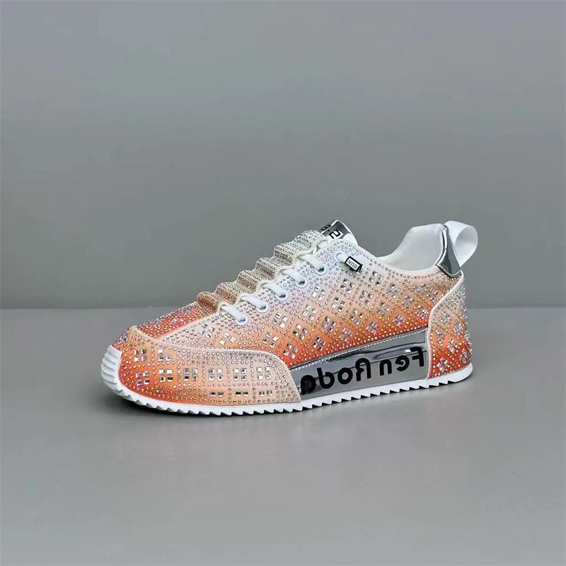 Men's Versatile Slip-On Low Top Fashion Sneakers Rhinestone Summer 2024 White Casual Shoes_vogvips.com