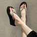 Women's Rhinestone High Heel Simple Casual Summer Non-Slip Thick Sole Toe Post Outdoor Flat Beach Sandals 2025_vogvips.com