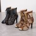 Fashion Fishnet High Heels Cool Boots Slim Heels Lace-up Fashion Sexy Large Size High Heels Fish Mouth Sandals_vogvips.com