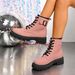 Women's Plus Size Retro Short Martin Boots Lace-Up British Style Suede PU Over-the-Ankle Autumn New Black Almond Toe_vogvips.com