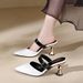 Pointed Toe Mules With Thick For Women, Spring/Summer 2025 New Style, High Heel Belt Buckle Sandals_vogvips.com
