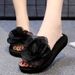 Flash Jiao Handmade Big Burning Flower One-word Drag Non-slip Thick-soled Wear-resistant Middle Heel Summer Women's Seaside Beach Shoes_vogvips.com