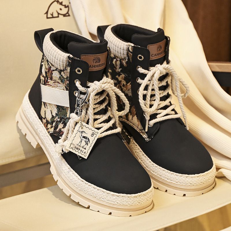 European Warm Series Martin For Men 2025 New Autumn Height-Increasing Thick-Soled Work Boots Versatile Casual Straw Sole Men's Shoes Low Heel_vogvips.com