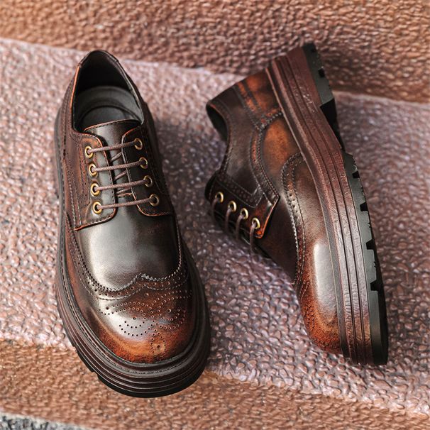 25ss Carved Business Casual Brogue Men Derby Genuine Leather British Wedding Formal Suit Men's Shoes 's_vogvips.com