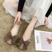 Women's Summer Korean Style New Shallow-Heel Flat Shoes With Square Toe Large Bow, Sweet Soft-Soled Loafers For Work And_vogvips.com