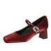 6295-K111 Fashion Versatile Mary Jane With Rhinestones, One-Strap Shallow Mouth Single Shoes, Chunky Heel Square Toe_vogvips.com