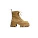 Platform Height Increasing Martin For Women, British Style Yellow 2025 Autumn Winter New Thick Heel Short Boots, Lace-up_vogvips.com