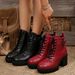 Women's British Style High Heeled Fashion Boots Side Zipper Platform Chunky Heel Plus Size Belt Buckle Martin Boots Autumn_vogvips.com