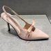Elegant Bow High-heeled Shoes Women, Stiletto Fashion 2026 Summer New Satin Pointed-toe Sandals For Women_vogvips.com