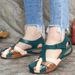 Women's Shoes New European And American Retro Color Matching Round Head Hollow Wedge Heel Cross Buckle Sandals For Women_vogvips.com