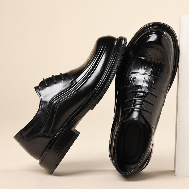 New men's business casual leather shoes leather thick soled formal men's shoes_vogvips.com