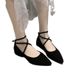 MTX Women's 2025 Spring Summer New Korean Style Elegant Versatile Rhinestone One-Strap Chunky Heel Pointed Toe Hollow Single_vogvips.com