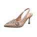 Rhinestone Women's Sexy Pointed Toe Pearl High Heels Fabric Embroidery Glitter Gorgeous Wedding Sandals Cross-Border_vogvips.com
