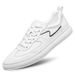 Men's Casual Lace-up Board Shoes Transparent First-layer Cowhide Shoes Shallow Mouth Round Head Flat Bottom White_vogvips.com