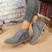 Winter Pointed Toe Ankle Boots For Women Side Zipper Low Heel Chunky Martin Boots Plus Size New Style Export_vogvips.com