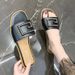 Women's Fashion Metal Buckle Round Toe Flat Sandals Summer Outdoor Wear Popular New Style_vogvips.com